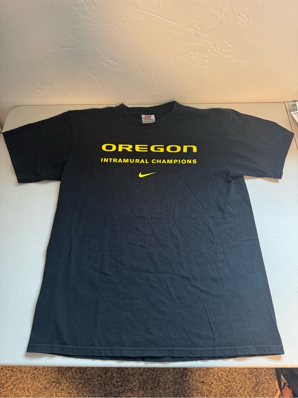 Nike Black Short-Sleeve T-Shirt with Yellow Oregon Print